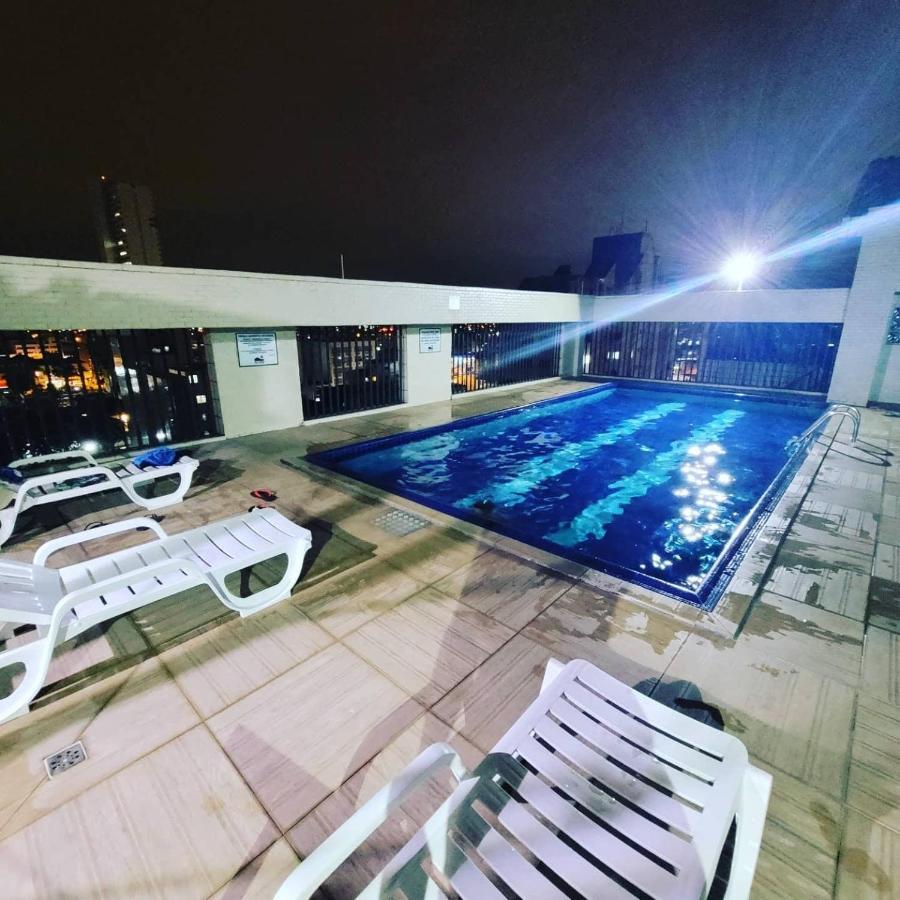 Flat Completo Novo A 350M Da Praia Com Piscina São Vicente Exterior foto